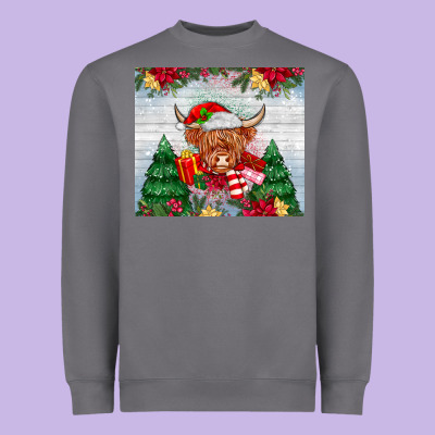 Christmas Cow Heavyweight Sweatshirt Designed By Maliassmallbusiness