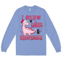Colony Blue i believe in santa & dinosaurs pink Long Sleeve Tee - MaliasSmallBusiness