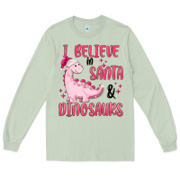 Matcha i believe in santa & dinosaurs pink Long Sleeve Tee - MaliasSmallBusiness