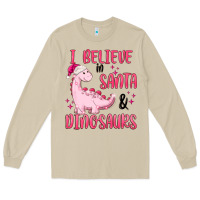 Mushroom i believe in santa & dinosaurs pink Long Sleeve Tee - MaliasSmallBusiness