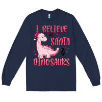 Navy i believe in santa & dinosaurs pink Long Sleeve Tee - MaliasSmallBusiness