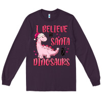 I Believe In Santa & Dinosaurs Pink Long Sleeve Tee | Teevron