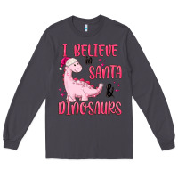 Smoke i believe in santa & dinosaurs pink Long Sleeve Tee - MaliasSmallBusiness