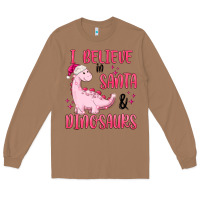 Toasted Coconut i believe in santa & dinosaurs pink Long Sleeve Tee - MaliasSmallBusiness