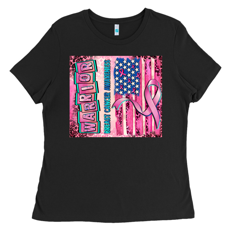 Warrior Breast Cancer And American Flag Ladies Tee by AdoDesignShop | Teevron