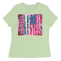 Matcha warrior breast cancer and american flag Ladies Tee - AdoDesignShop