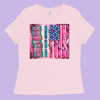 Warrior Breast Cancer And American Flag Ladies Tee Designed By Adodesignshop