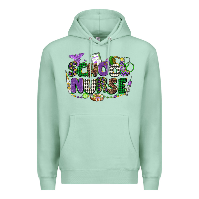 School Nurse Mardi Gras Premium Hoodie by CowGirlArtShop | Teevron