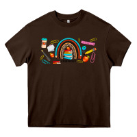 Chocolate Brown teacher life rainbow frosted Heavy Core Tee - JahusDesignShop