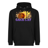 Black game day basketball leopard flames fireball Heavyweight Hoodie - HowdyJamesFarm