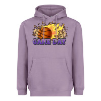 Lavender game day basketball leopard flames fireball Heavyweight Hoodie - HowdyJamesFarm