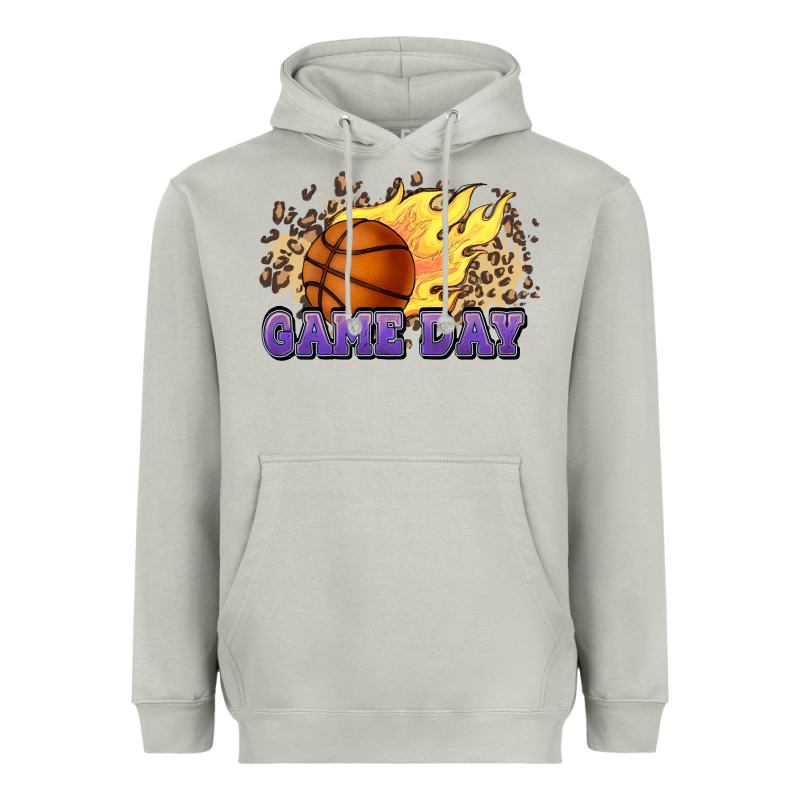 Game Day Basketball Leopard Flames Fireball Heavyweight Hoodie by HowdyJamesFarm | Teevron
