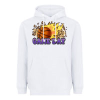 White game day basketball leopard flames fireball Heavyweight Hoodie - HowdyJamesFarm