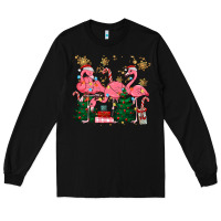 Black christmas flamingos Long Sleeve Tee - MaliasSmallBusiness