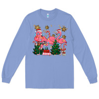 Colony Blue christmas flamingos Long Sleeve Tee - MaliasSmallBusiness