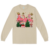 Mushroom christmas flamingos Long Sleeve Tee - MaliasSmallBusiness
