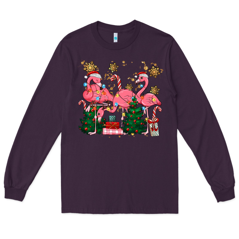 Christmas Flamingos Long Sleeve Tee by MaliasSmallBusiness | Teevron