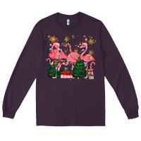 Plum christmas flamingos Long Sleeve Tee - MaliasSmallBusiness