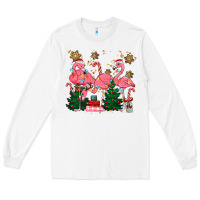 White christmas flamingos Long Sleeve Tee - MaliasSmallBusiness