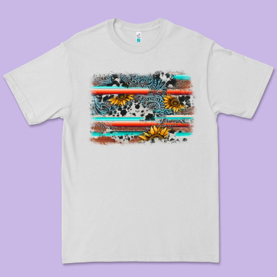 Serape Cowhide Sunflower Background Premium Tee Designed By Adodesignshop