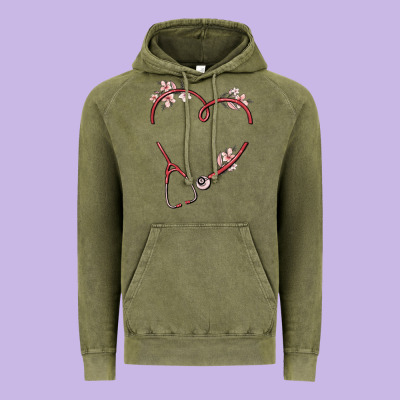 Custom Heart Stethoscope Vintage Hoodie Designed By Maliassmallbusiness
