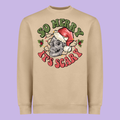 So Merry It's Scary Heavyweight Sweatshirt Designed By Maliassmallbusiness