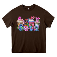 Chocolate Brown stitch with lilo coffee cups Heavy Core Tee - AdoDesignShop