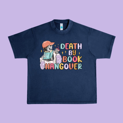 Death By Book Hangover Urban Heavy Tee Designed By Maliassmallbusiness