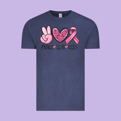 Peace Love Cure Breast Cancer Vintage Tee Designed By Maliassmallbusiness