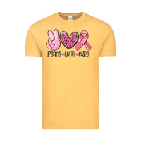 Vintage Mustard peace love cure breast cancer Vintage Tee - MaliasSmallBusiness