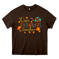 Chocolate Brown one thankful teacher Heavy Core Tee - JahusDesignShop