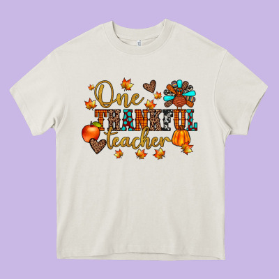 One Thankful Teacher Heavy Core Tee Designed By Jahusdesignshop