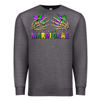 Charcoal Heather mardi gras skeleton hands Premium Sweatshirt - CowGirlArtShop