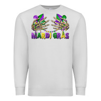 Dove Grey mardi gras skeleton hands Premium Sweatshirt - CowGirlArtShop