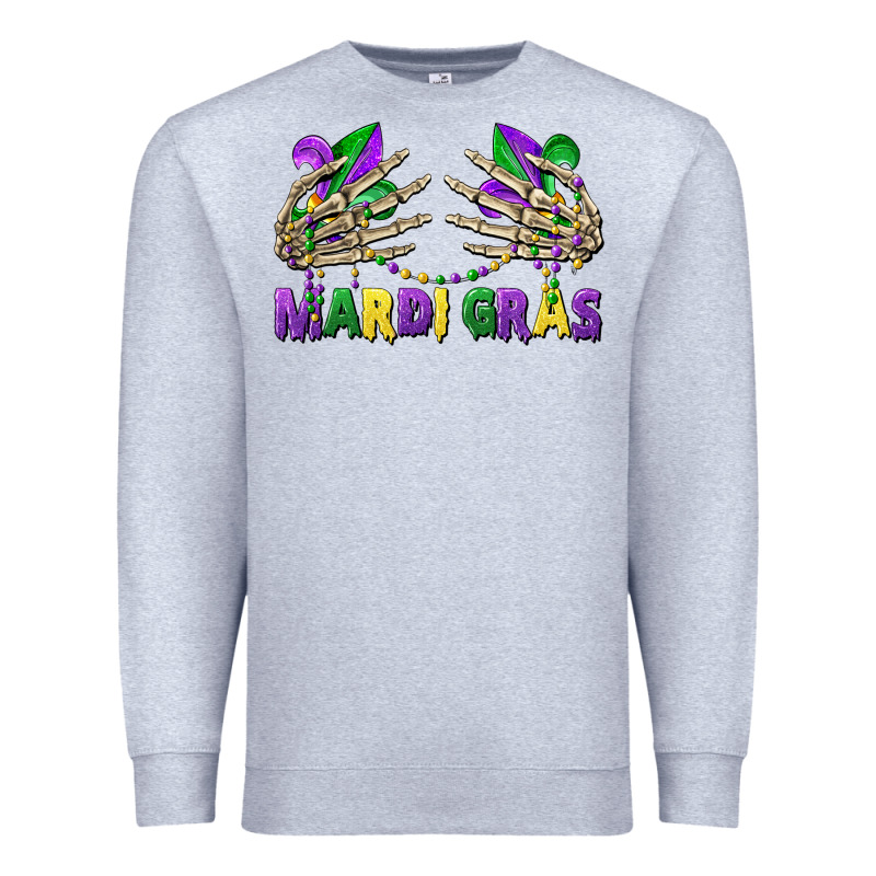 Mardi Gras Skeleton Hands Premium Sweatshirt by CowGirlArtShop | Teevron