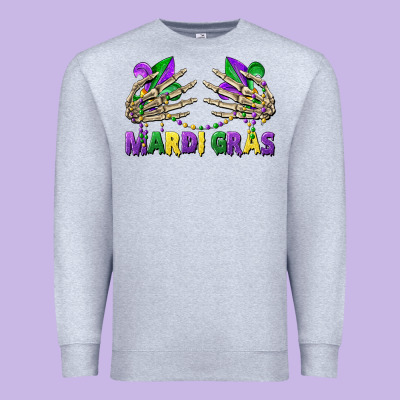 Mardi Gras Skeleton Hands Premium Sweatshirt Designed By Cowgirlartshop