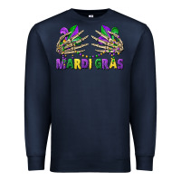 Navy mardi gras skeleton hands Premium Sweatshirt - CowGirlArtShop