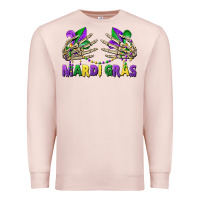 Pale Pink mardi gras skeleton hands Premium Sweatshirt - CowGirlArtShop