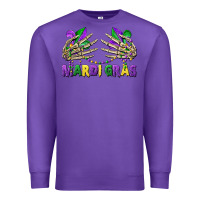 Purple mardi gras skeleton hands Premium Sweatshirt - CowGirlArtShop
