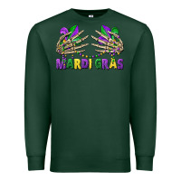 Sports Green mardi gras skeleton hands Premium Sweatshirt - CowGirlArtShop