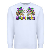 White mardi gras skeleton hands Premium Sweatshirt - CowGirlArtShop