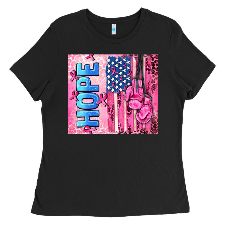 Hope  Breast Cancer And American Flag Ladies Tee by AdoDesignShop | Teevron