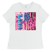 White hope  breast cancer and american flag Ladies Tee - AdoDesignShop