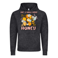 Vintage Black she works hard for the honey Vintage Hoodie - MaliasSmallBusiness