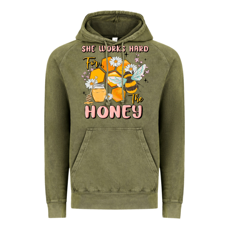 She Works Hard For The Honey Vintage Hoodie by MaliasSmallBusiness | Teevron