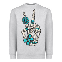 Heather Grey turquoise gemstone skeleton hand Heavyweight Sweatshirt - MaliasSmallBusiness