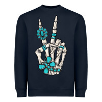 Navy turquoise gemstone skeleton hand Heavyweight Sweatshirt - MaliasSmallBusiness