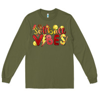 Army Green softball vibes Long Sleeve Tee - MaliasSmallBusiness