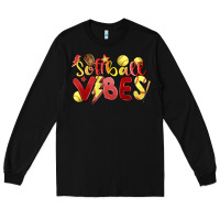 Black softball vibes Long Sleeve Tee - MaliasSmallBusiness
