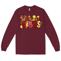 Burgundy softball vibes Long Sleeve Tee - MaliasSmallBusiness